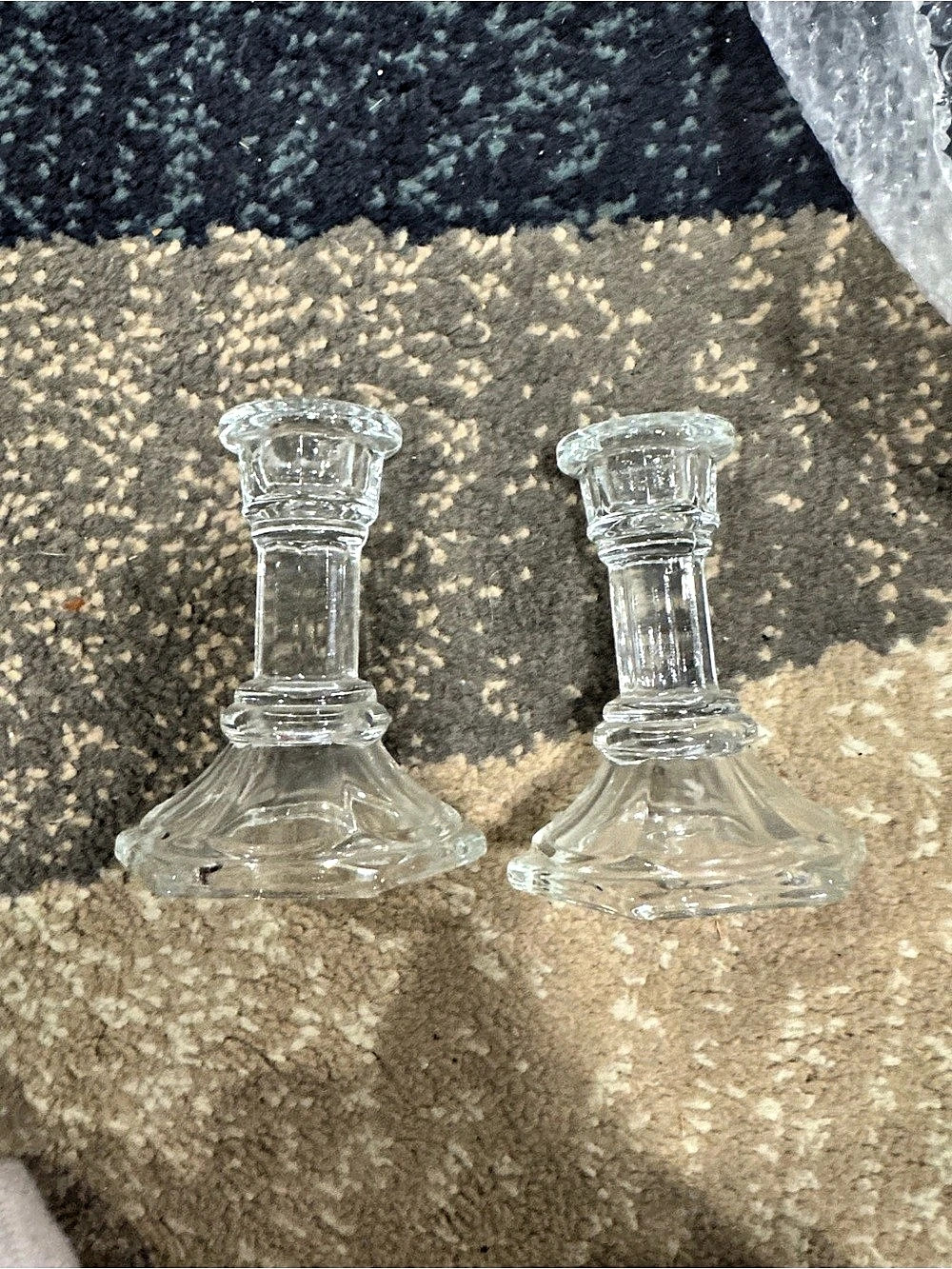 Clear Glass Candle Holders Set of 2